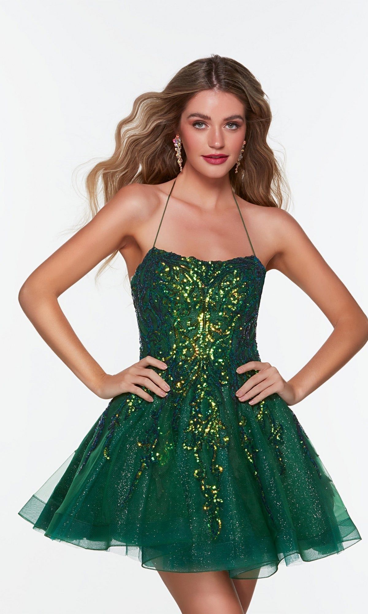 Short Pine Green Babydoll Homecoming Dress 3111 sold by PromGirl