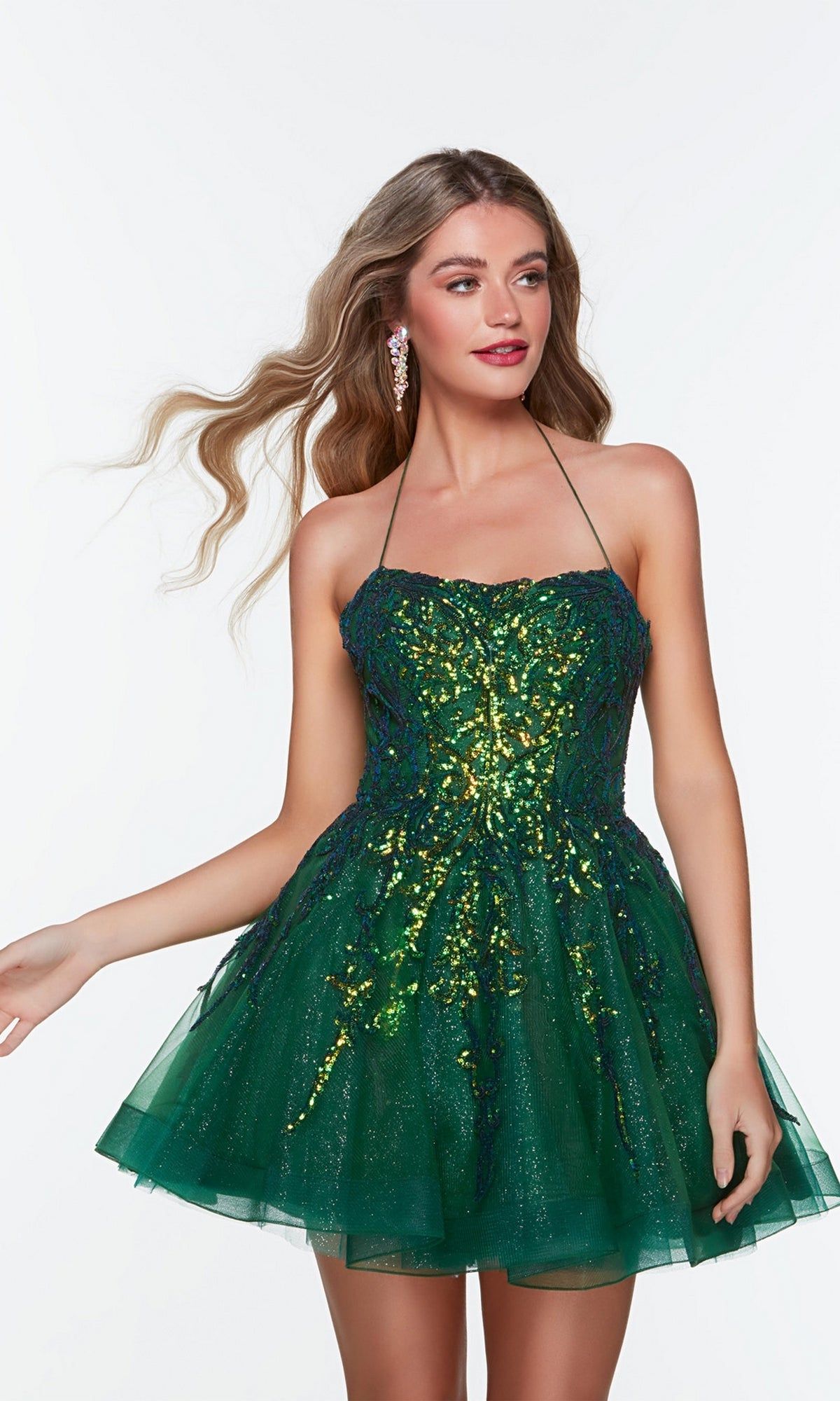 Short Pine Green Babydoll Homecoming Dress 3111 sold by PromGirl product image thumbnail 3