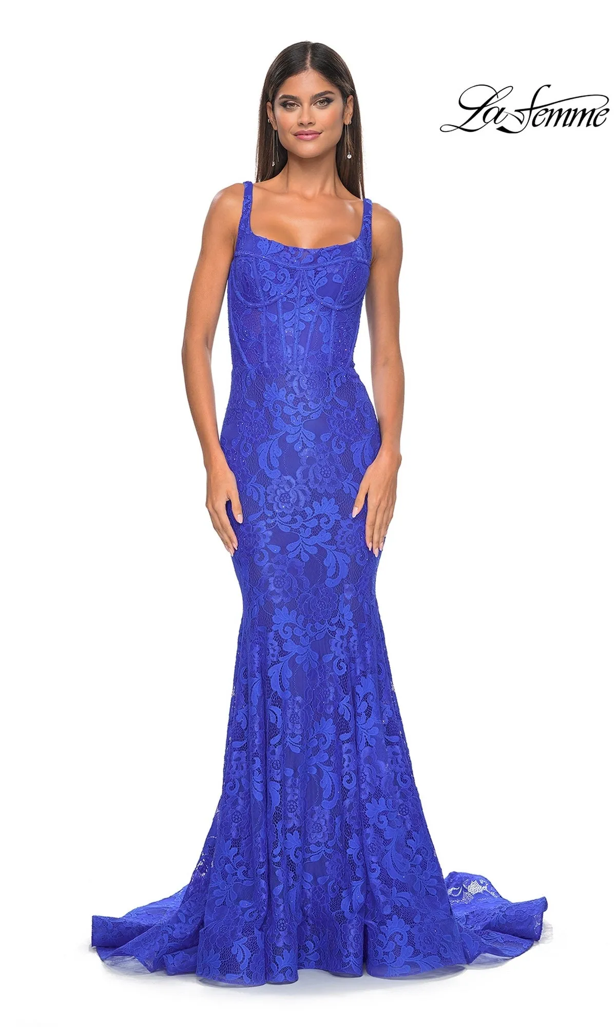 Long Lace Mermaid Prom Dress: La Femme 32420 sold by PromGirl product image thumbnail 3