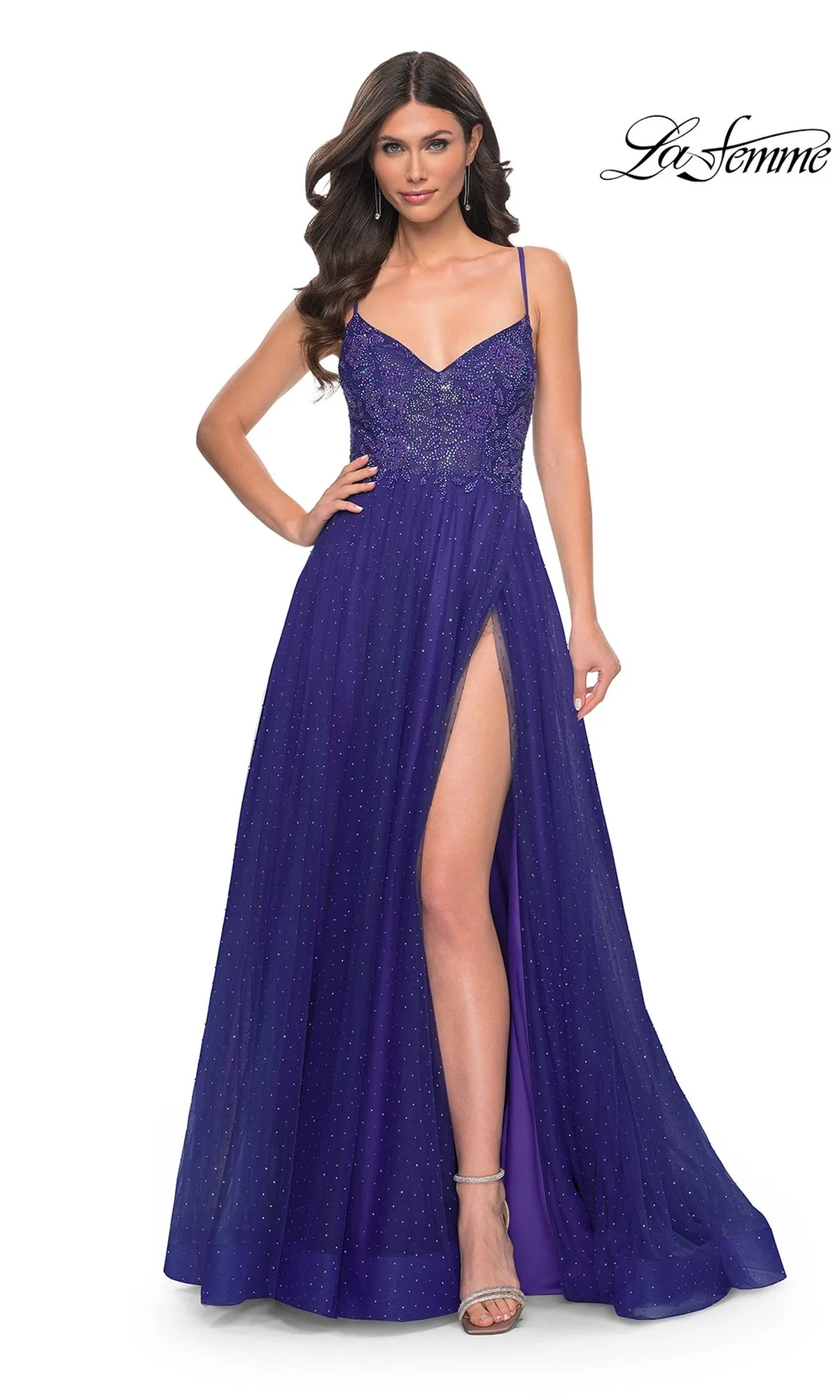 La Femme Beaded Long A-Line Prom Dress 32020 sold by PromGirl