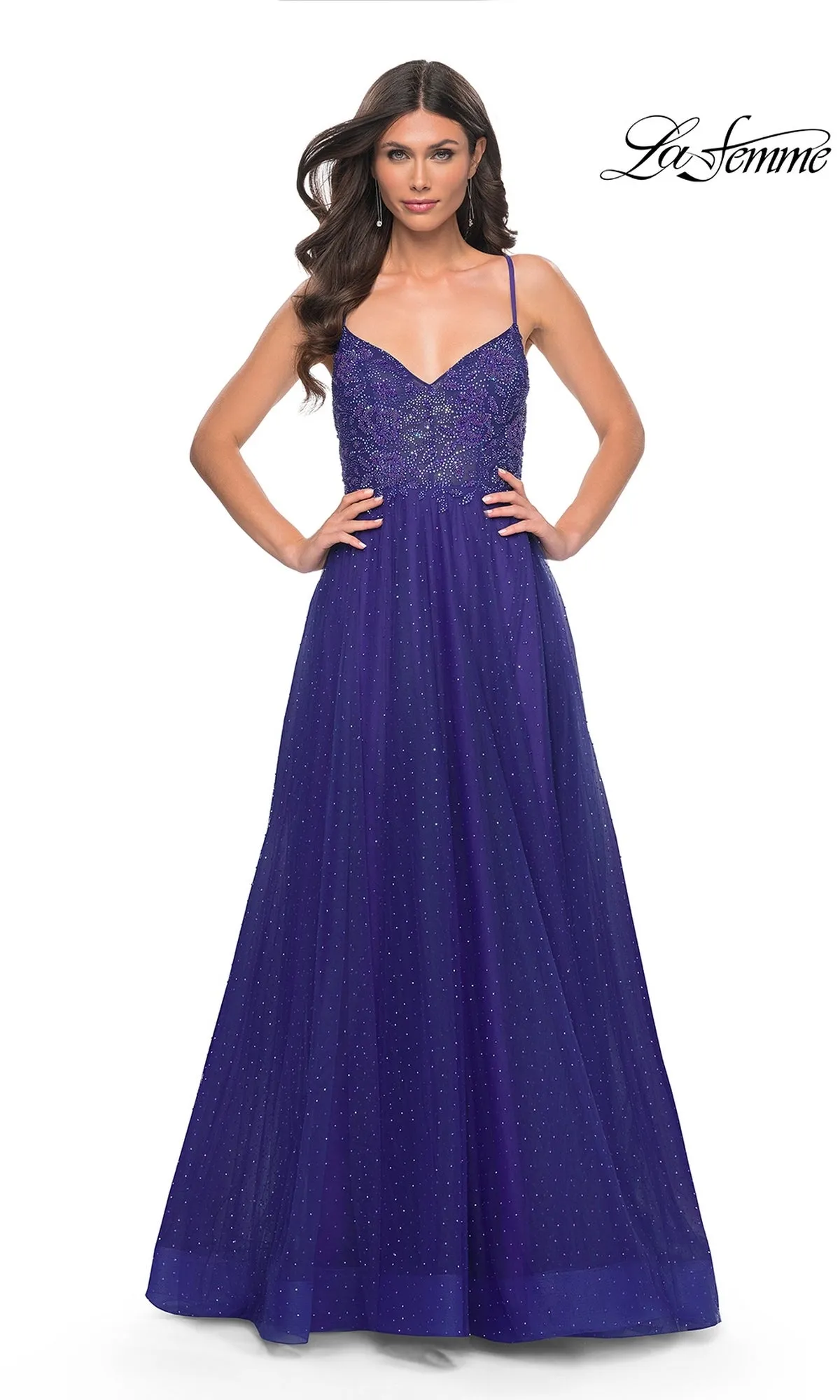 La Femme Beaded Long A-Line Prom Dress 32020 sold by PromGirl product image thumbnail 5