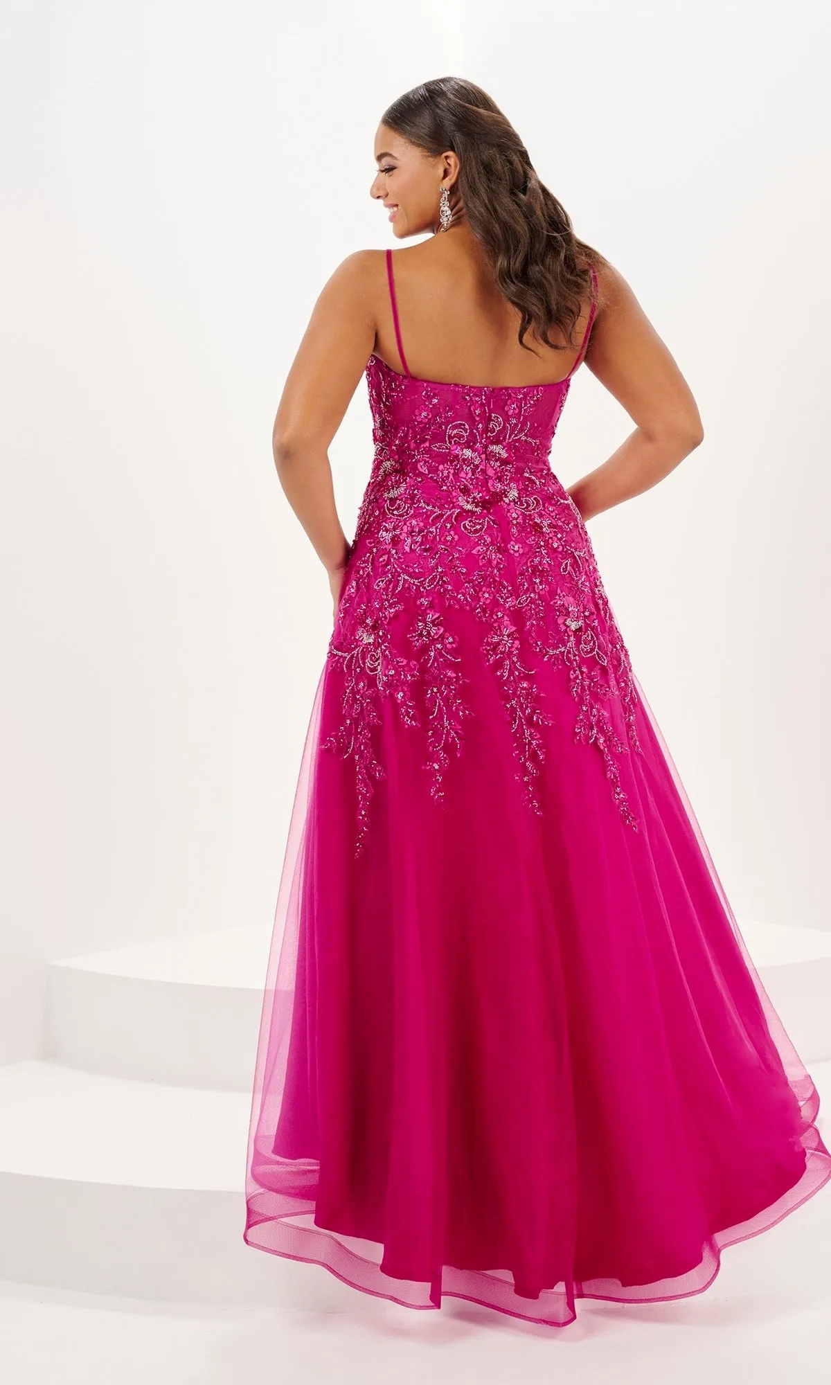 Tiffany Long Plus-Size Floral Tulle Prom Dress 16127 sold by PromGirl product image thumbnail 2