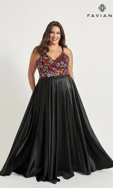 Faviana Plus-Size Long A-Line Prom Dress 9558 sold by PromGirl
