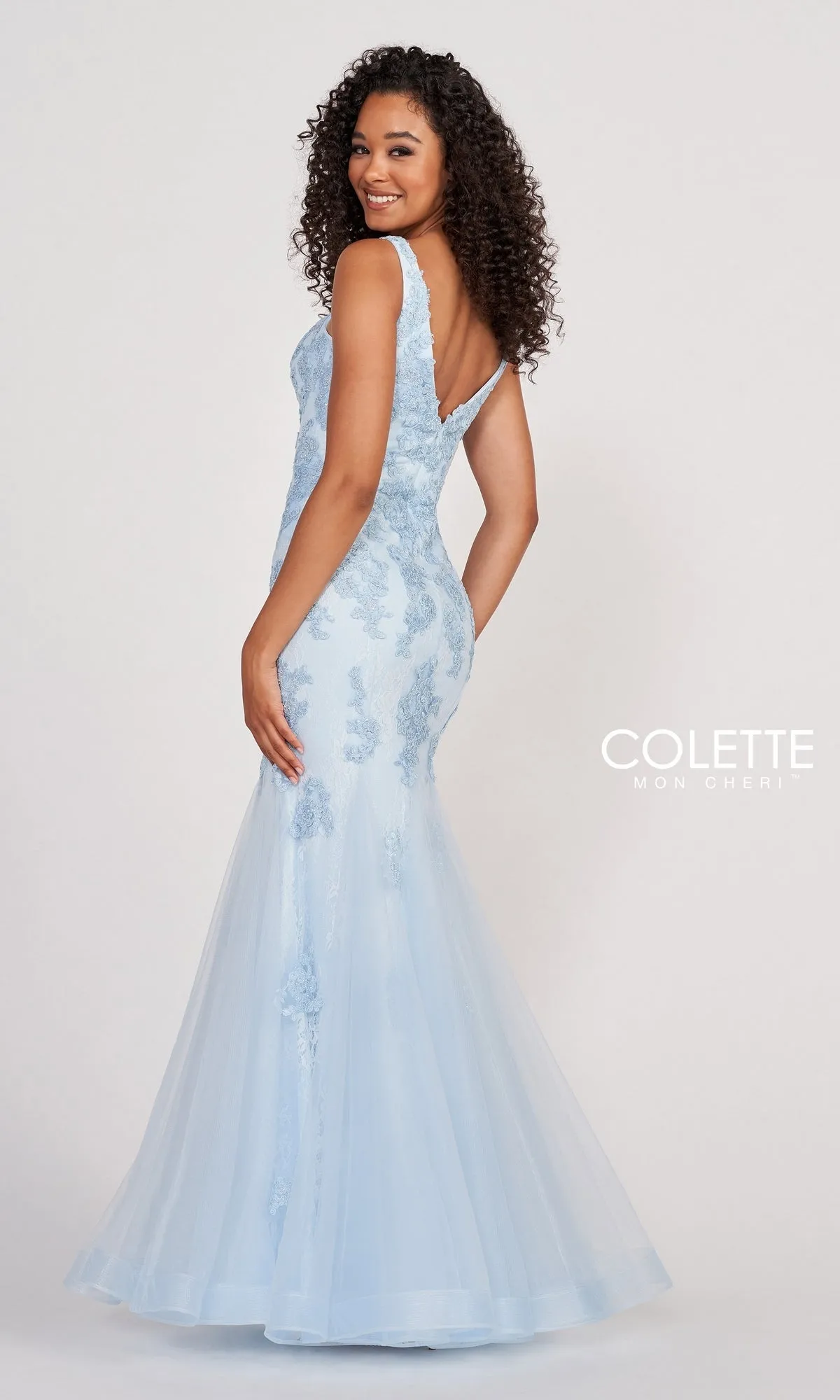 Light Blue Long Mermaid Prom Dress by Colette sold by PromGirl product image thumbnail 2