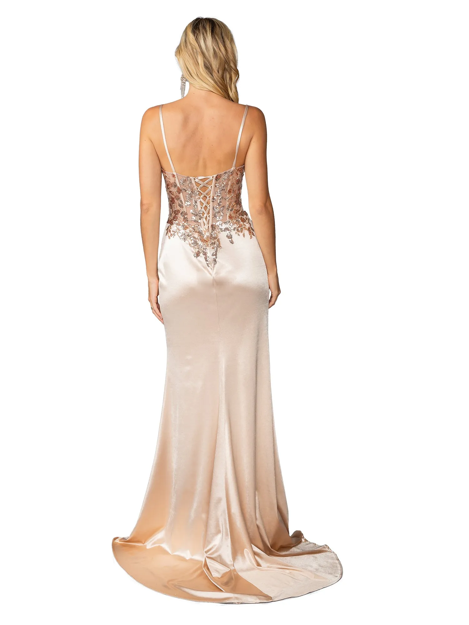 Long Champagne Prom Dress: Dancing Queen 4443 sold by PromGirl product image thumbnail 2