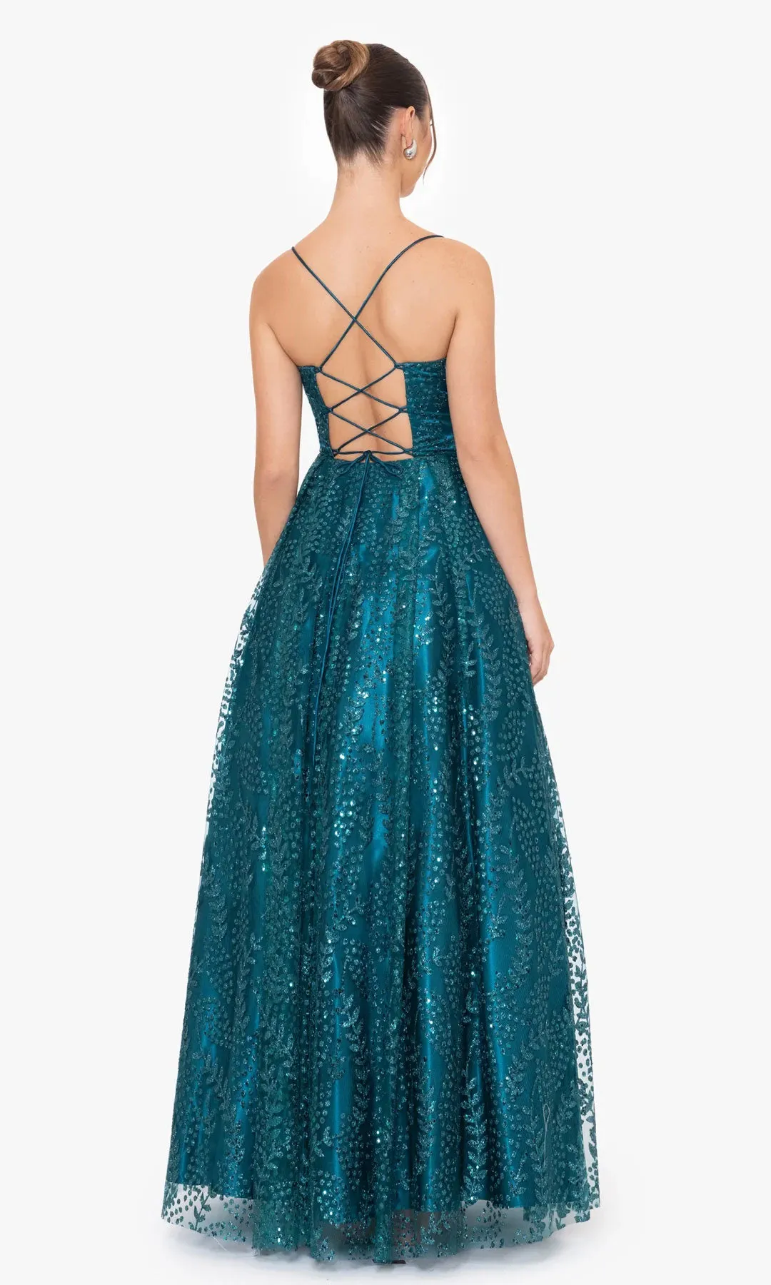 Blondie Nites Long Glitter-Print Prom Dress 4867BN sold by PromGirl product image thumbnail 2