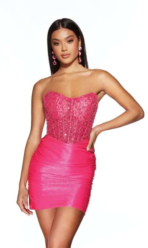 Alyce Sequin and Beaded Corset Homecoming Dress 4916 sold by PromGirl