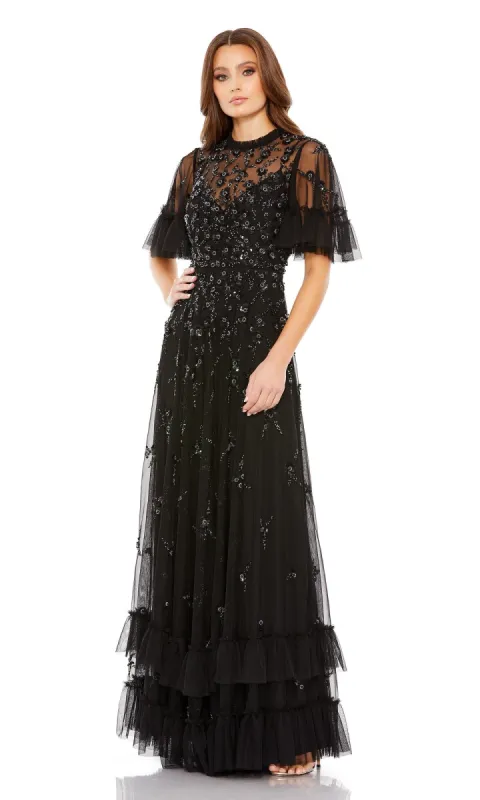 Short Sleeve Beaded Formal Gown: Mac Duggal 9199 sold by PromGirl