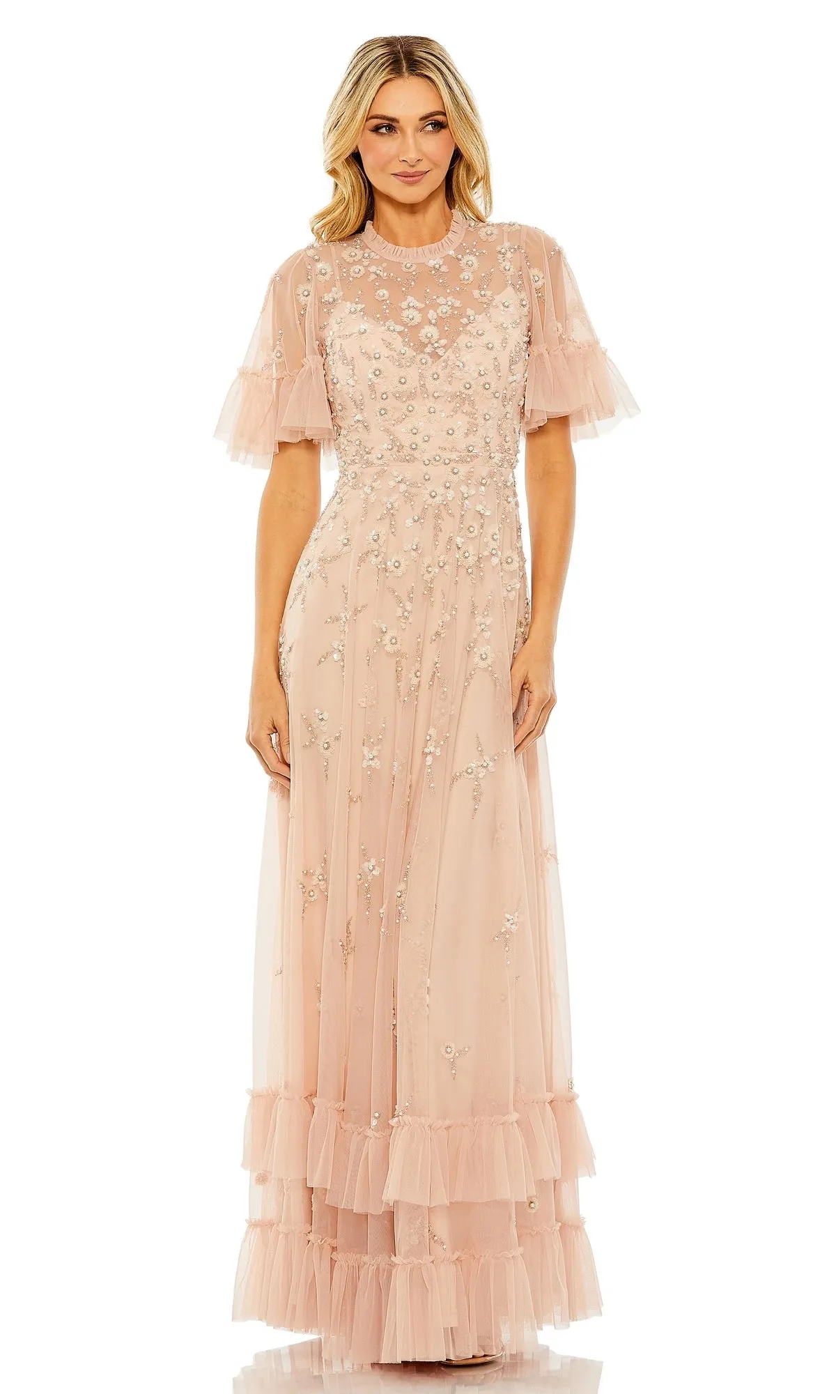 Short Sleeve Beaded Formal Gown: Mac Duggal 9199 sold by PromGirl product image thumbnail 3