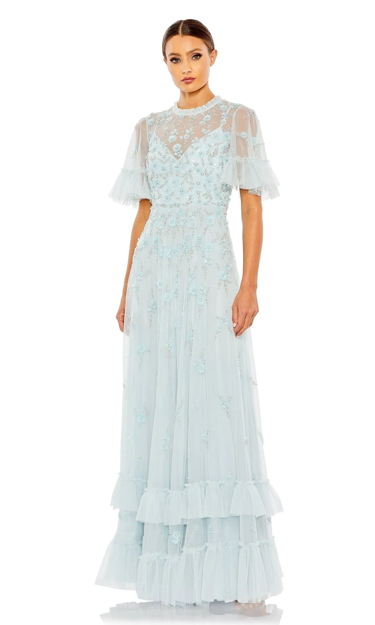 Short Sleeve Beaded Formal Gown: Mac Duggal 9199 sold by PromGirl product image thumbnail 4