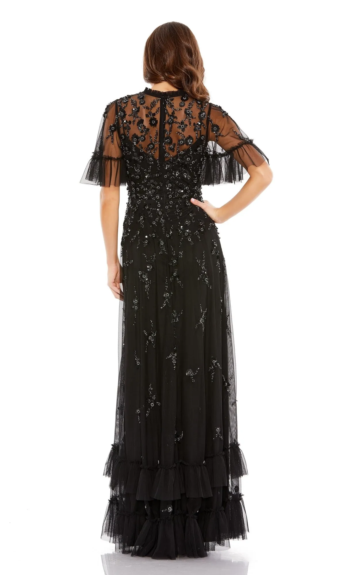 Short Sleeve Beaded Formal Gown: Mac Duggal 9199 sold by PromGirl product image thumbnail 2