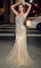 Silver-Fringed Long Nude Beaded Prom Dress CD866 sold by PromGirl