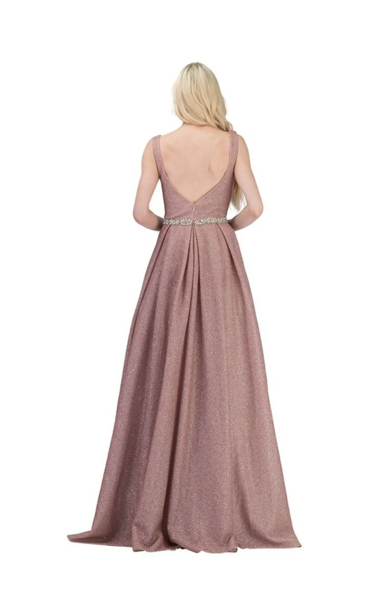 Bead-Waist Long Glitter Prom Dress: Chicas BT9027 sold by PromGirl product image thumbnail 2