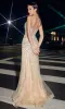 Silver-Fringed Long Nude Beaded Prom Dress CD866 sold by PromGirl