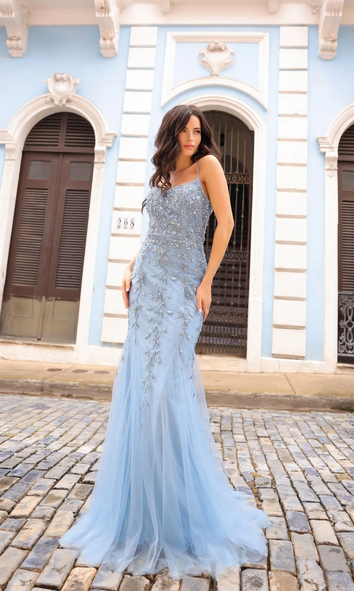 Long Mermaid Prom Dress with Beaded Lace A1376 sold by PromGirl