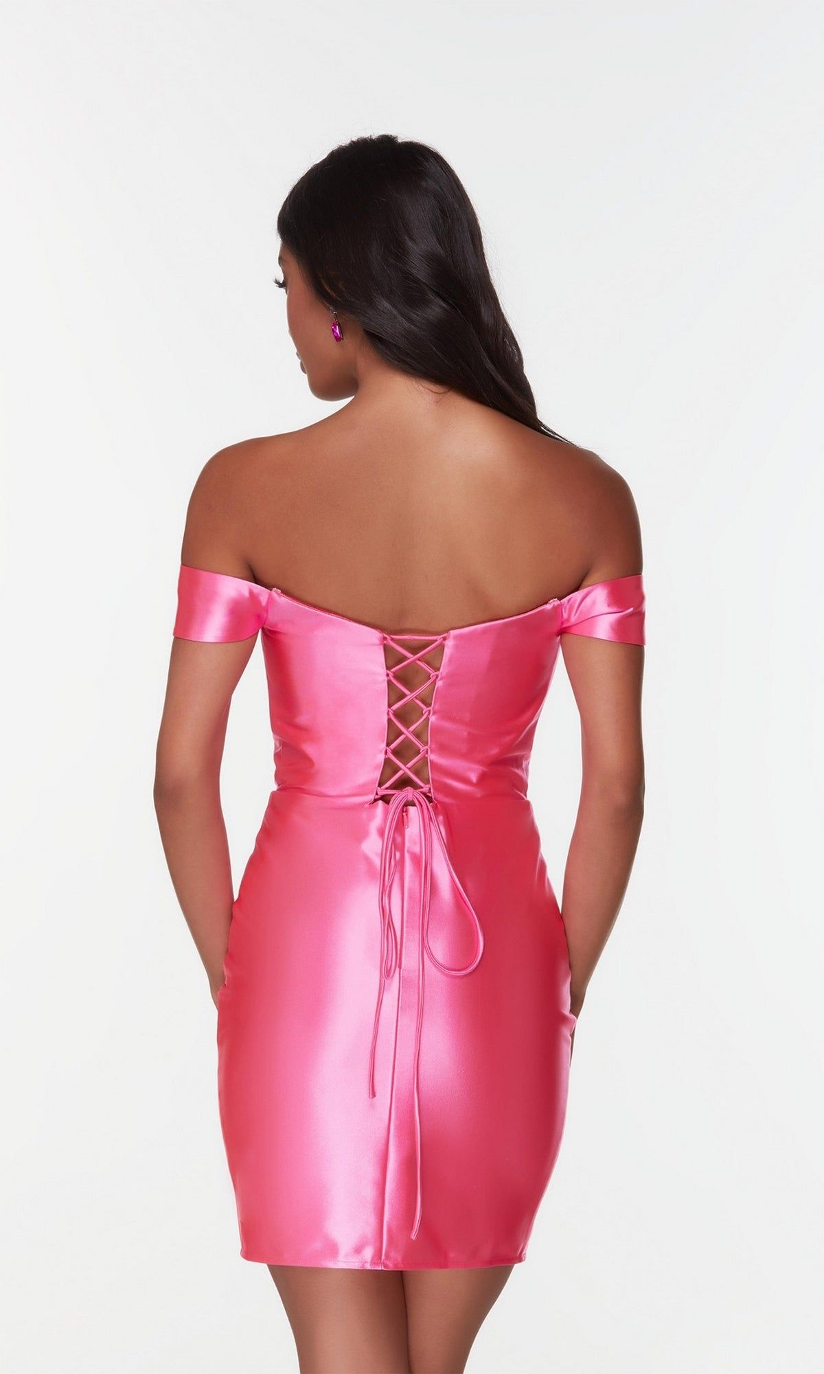 Satin Off-the-Shoulder Short Homecoming Dress 4525 sold by PromGirl product image thumbnail 5