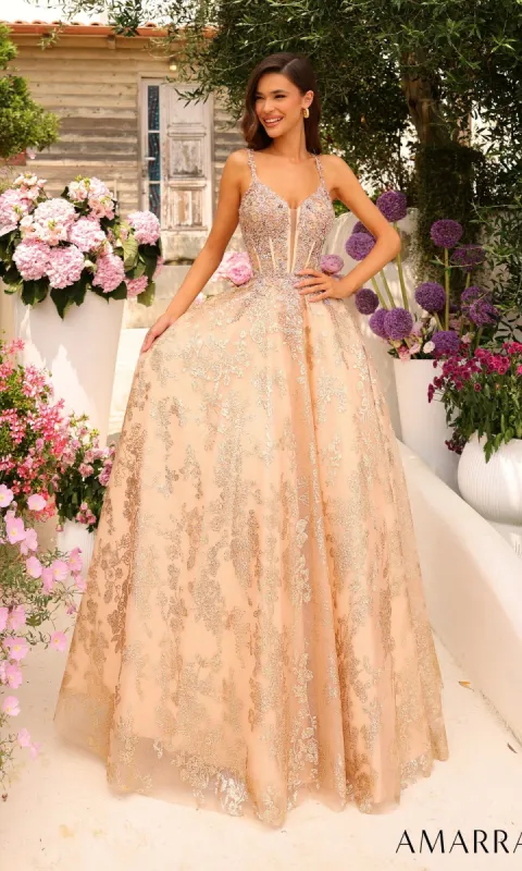 Amarra Glitter-Lace Long Prom Ball Gown 88741 sold by PromGirl