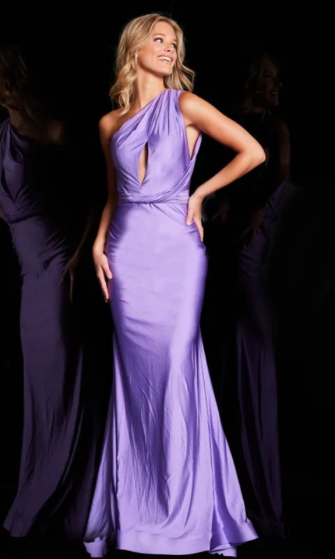 One-Shoulder Long Cut-Out Prom Dress JVN22339 sold by PromGirl