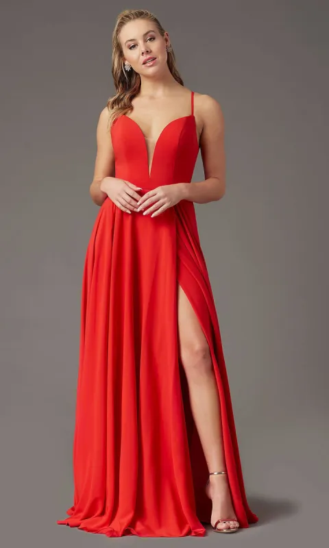PromGirl Long A-Line Formal Prom Dress with Slit sold by PromGirl