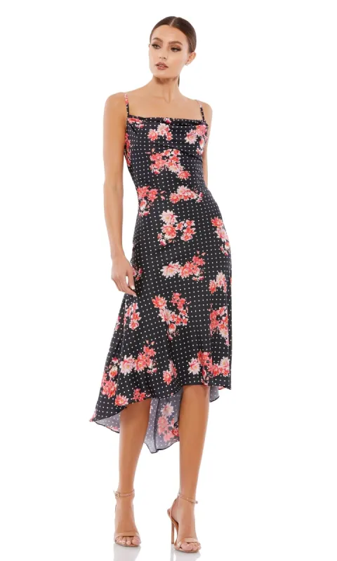 Black Floral-Print High-Low Party Dress 55392 sold by PromGirl