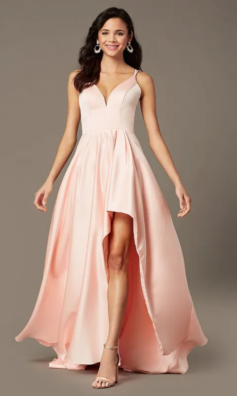 High-Low V-Neck Long Prom Dress by PromGirl sold by PromGirl