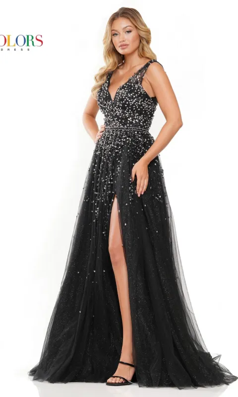 Glitter Mesh Prom Ball Gown 3270 by Colors Dress sold by PromGirl