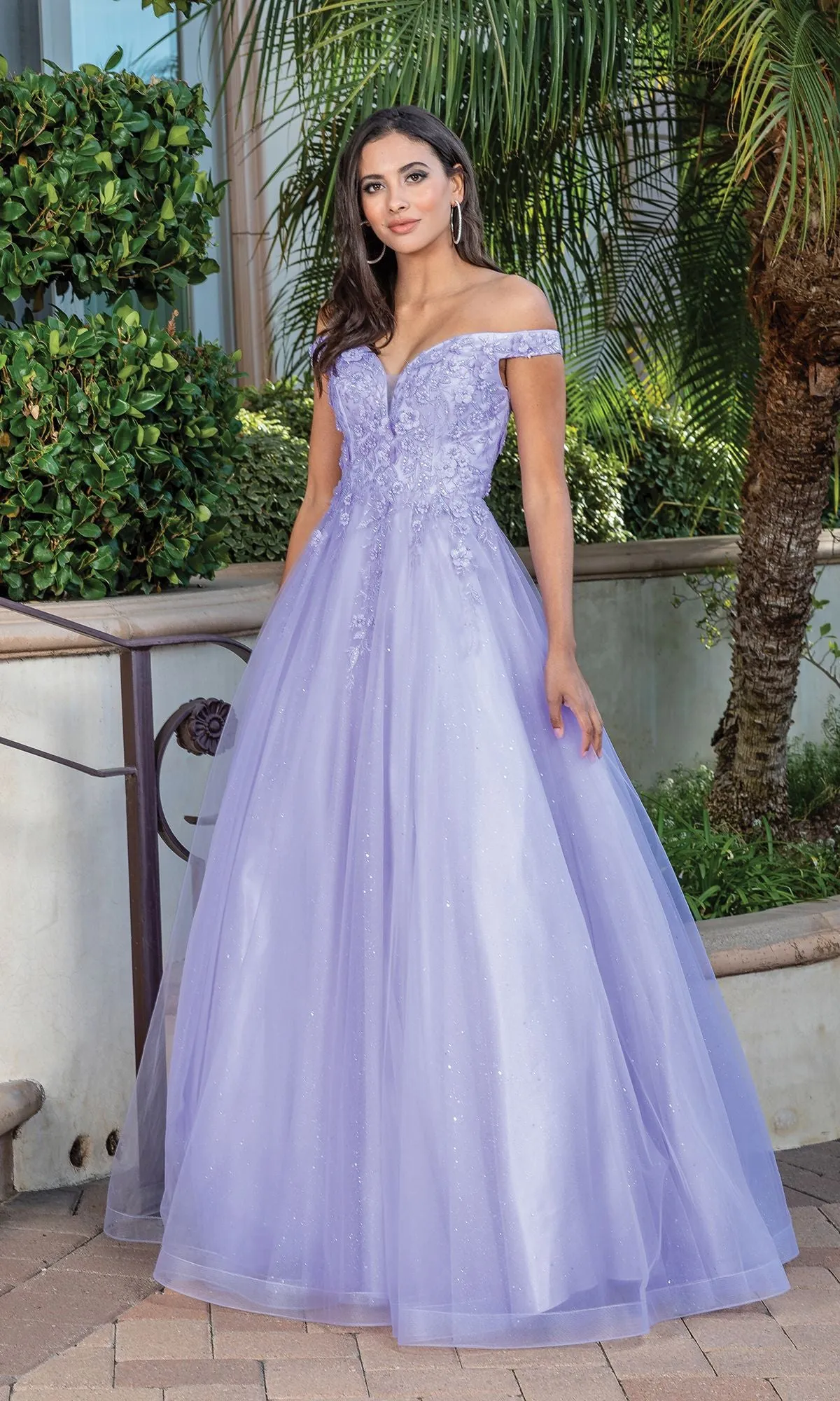 Off-Shoulder Prom Ball Gown with Corset Back sold by PromGirl product image thumbnail 3