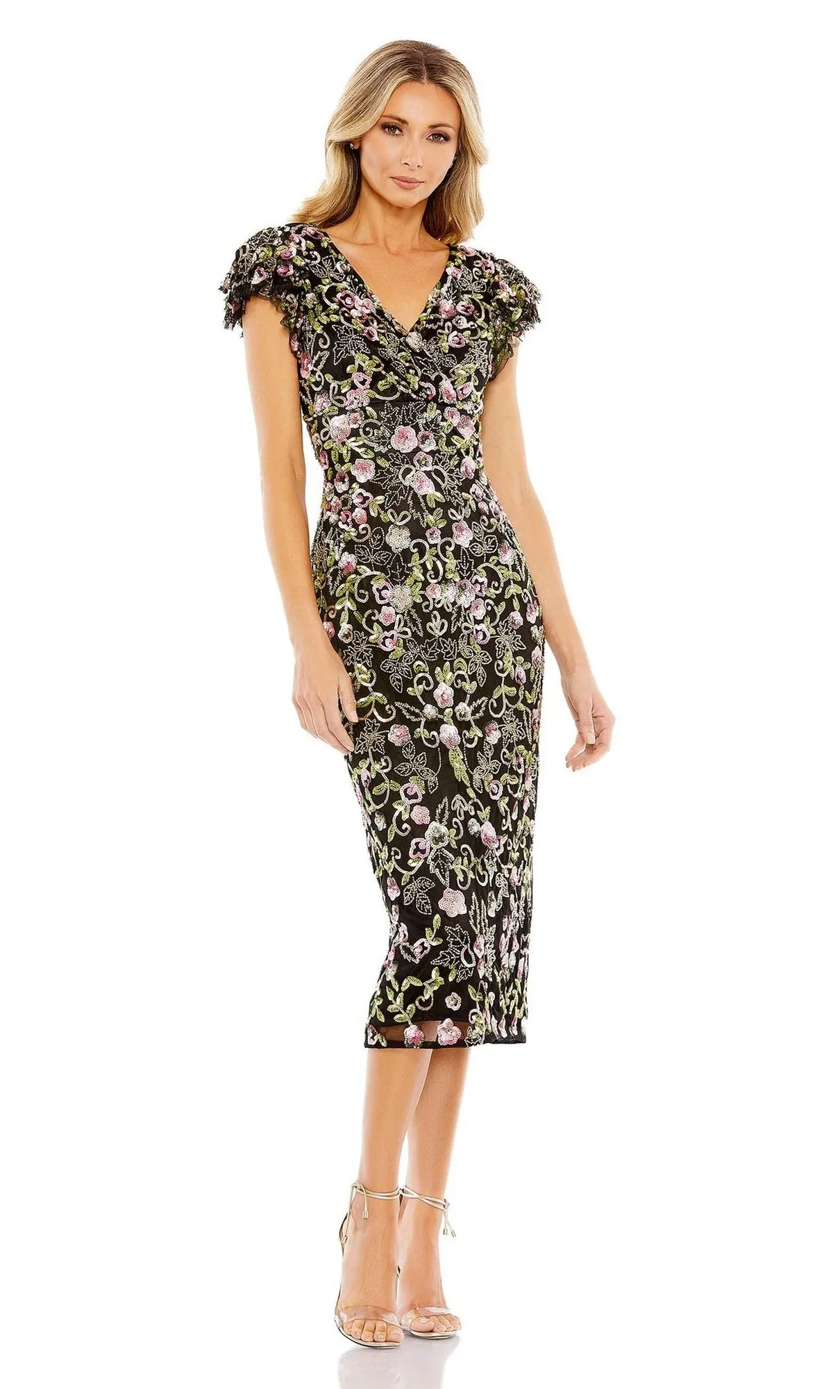 Knee-Length Sequin Party Dress: Mac Duggal 5722 sold by PromGirl