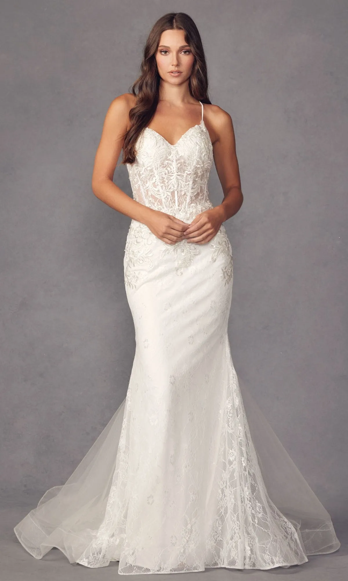 Off-White Sheer-Corset Long Formal Dress JT250W sold by PromGirl product image thumbnail 3