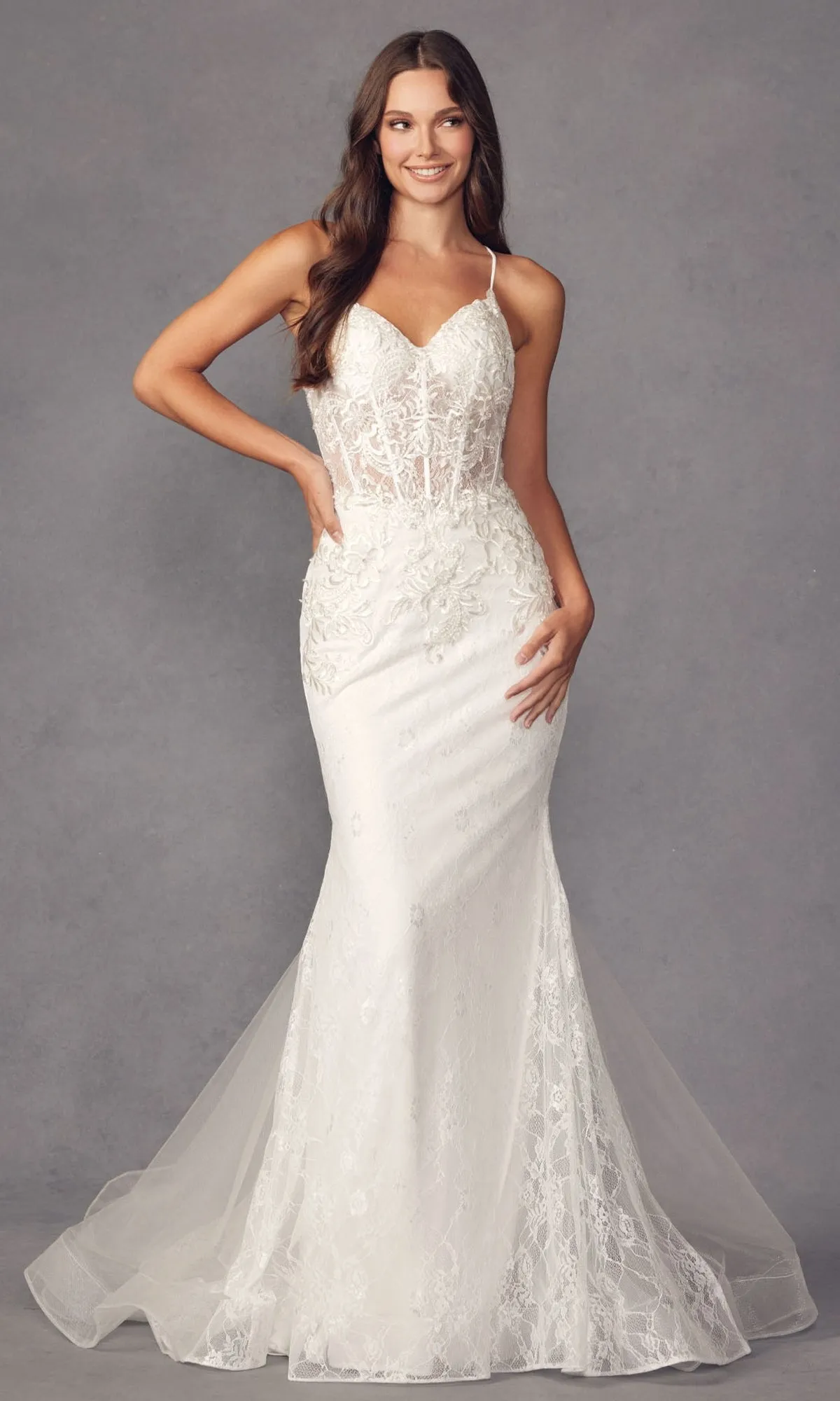 Off-White Sheer-Corset Long Formal Dress JT250W sold by PromGirl