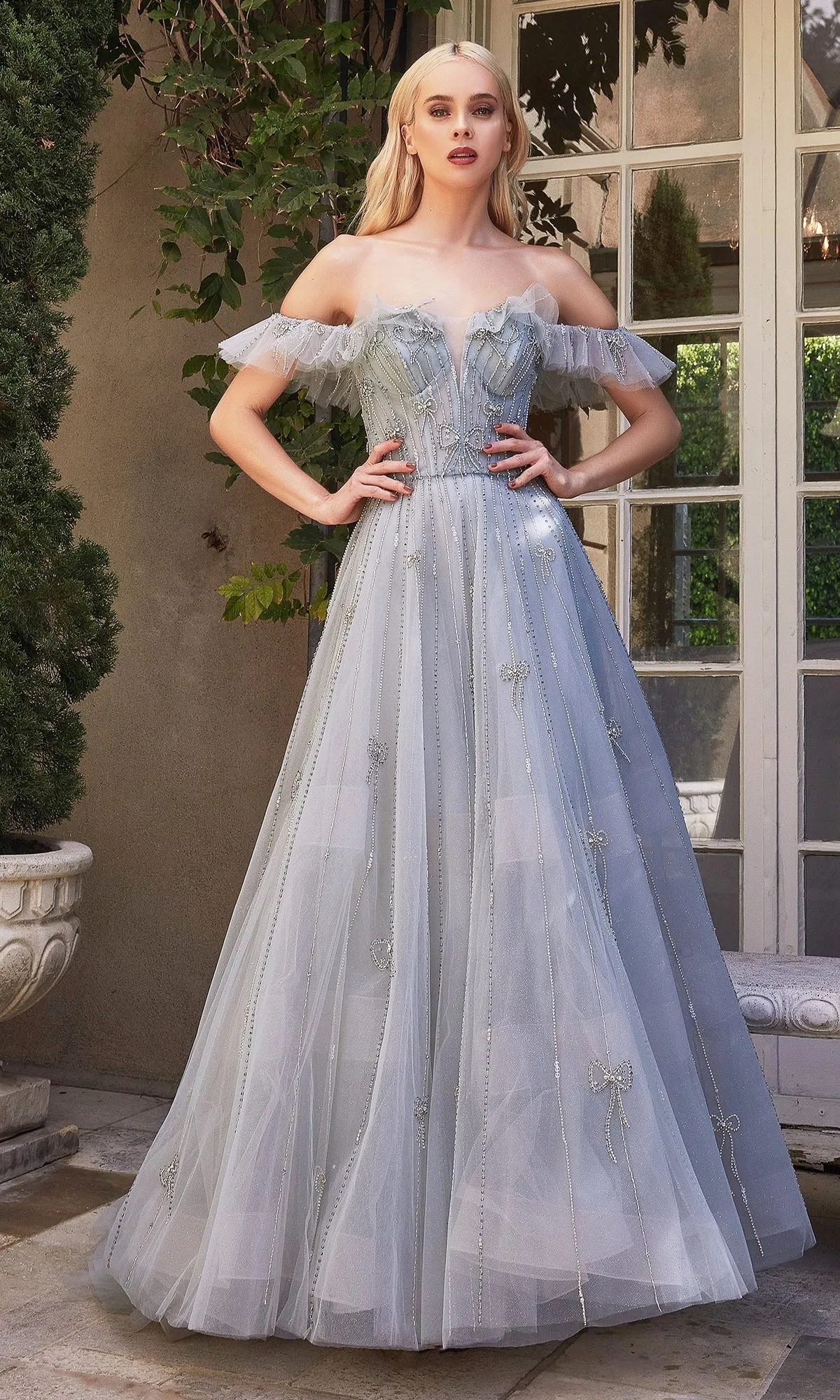 Off-Shoulder Long Lace-Up Prom Ball Gown A1092 sold by PromGirl product image thumbnail 3