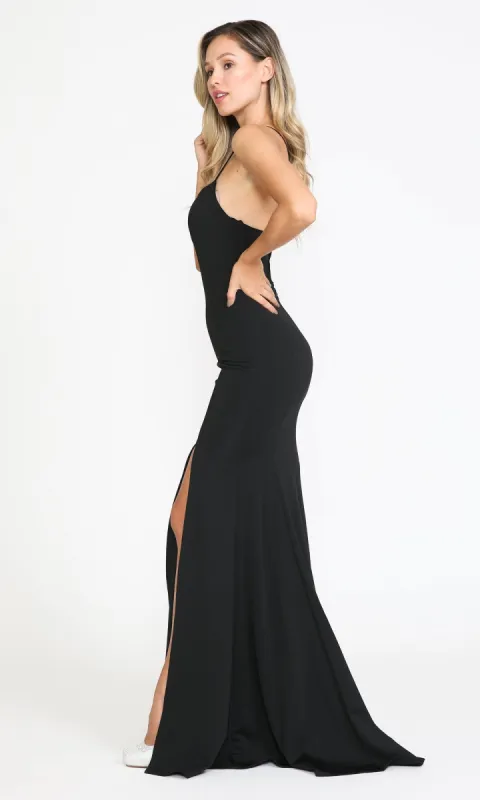 Classic Simple Open-Back Long Prom Dress 8376 sold by PromGirl