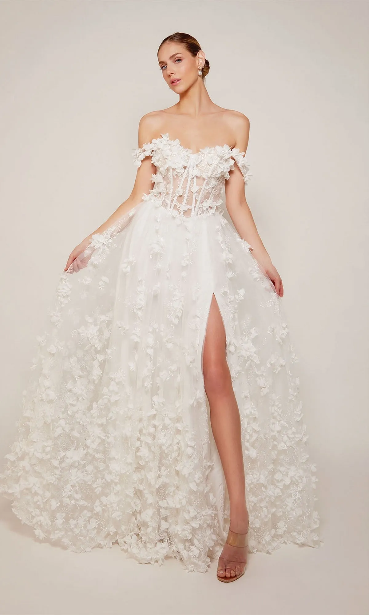 Alyce Off-Shoulder Long White Bridal Dress 61308 sold by PromGirl product image thumbnail 3