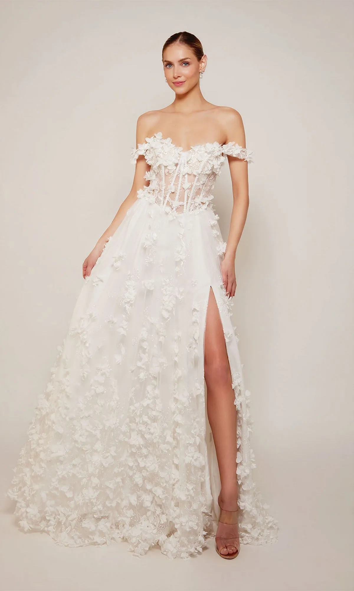 Alyce Off-Shoulder Long White Bridal Dress 61308 sold by PromGirl product image thumbnail 4