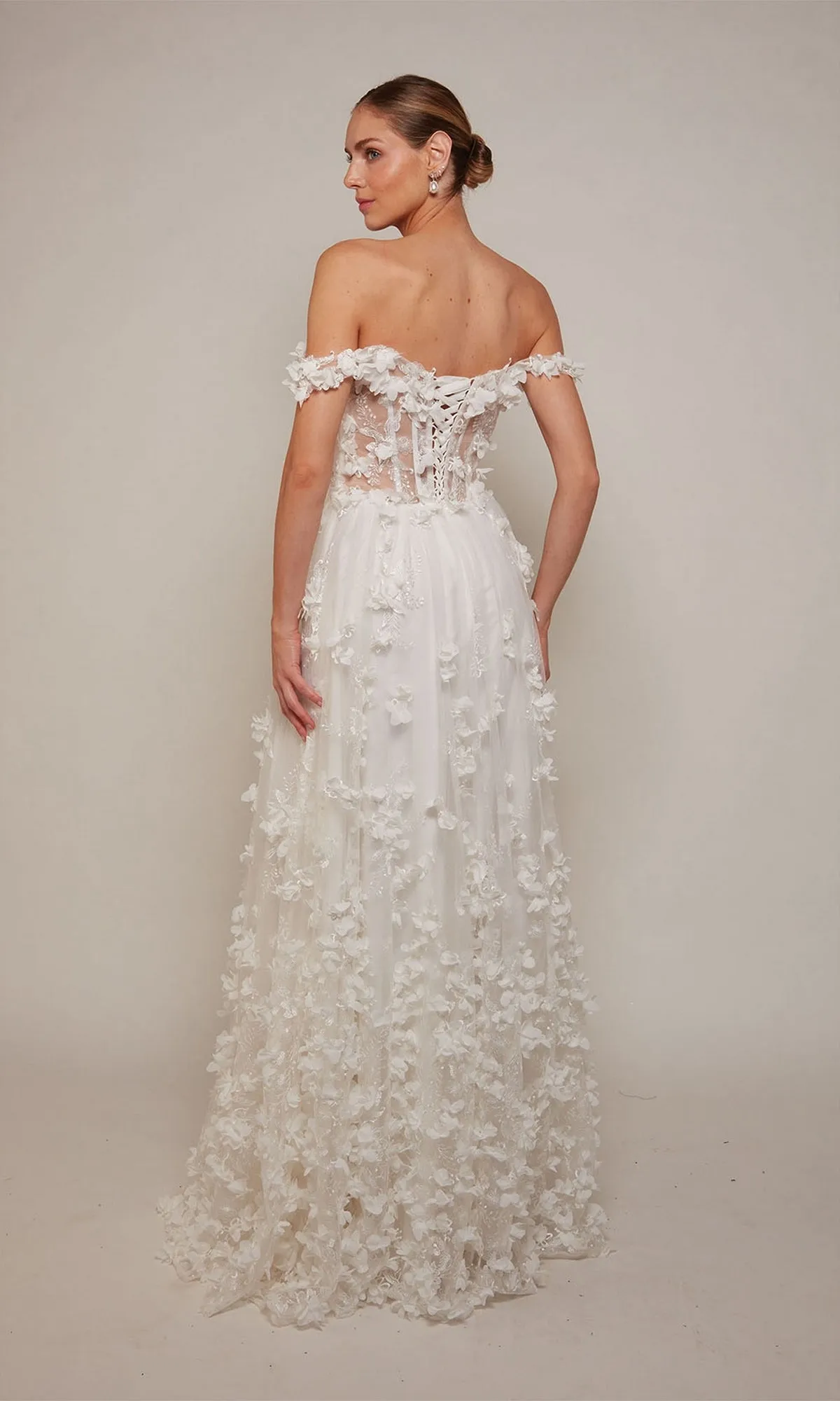Alyce Off-Shoulder Long White Bridal Dress 61308 sold by PromGirl product image thumbnail 2