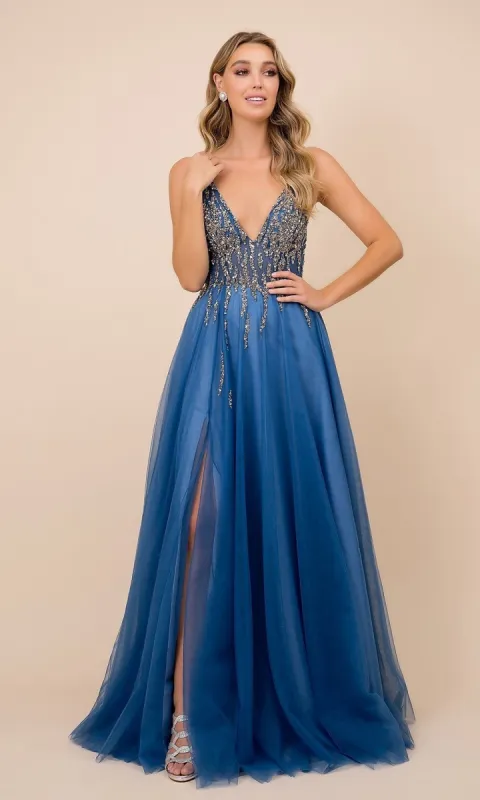 Long Prom Dress with Embellished Sheer Bodice sold by PromGirl