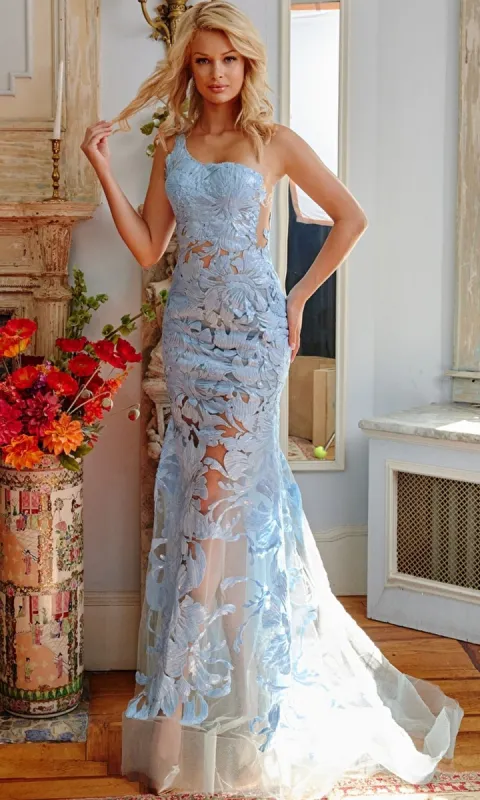 Jovani One-Shoulder Sequin-Print Prom Dress 02895 sold by PromGirl