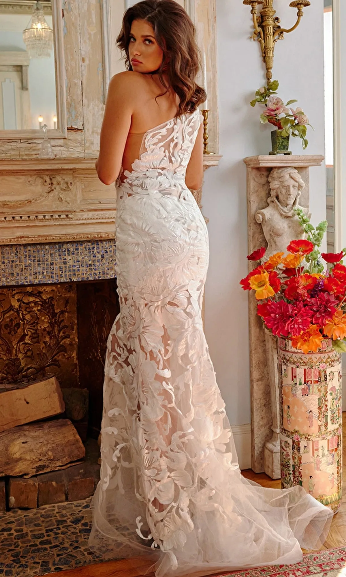 Jovani One-Shoulder Sequin-Print Prom Dress 02895 sold by PromGirl product image thumbnail 5