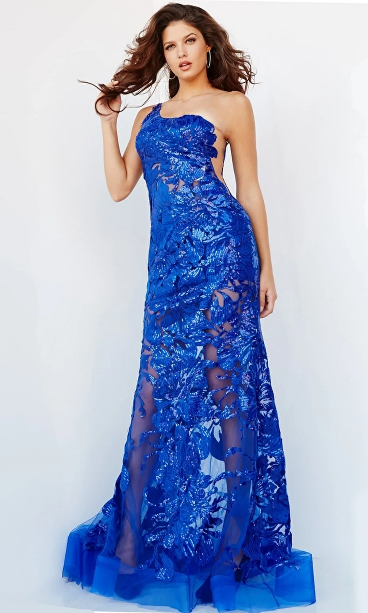 Jovani One-Shoulder Sequin-Print Prom Dress 02895 sold by PromGirl product image thumbnail 4