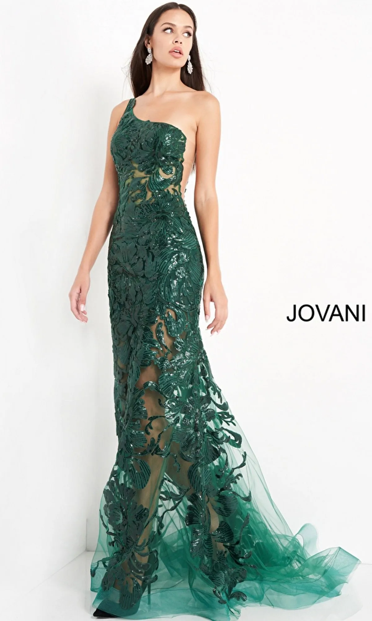 Jovani One-Shoulder Sequin-Print Prom Dress 02895 sold by PromGirl product image thumbnail 3