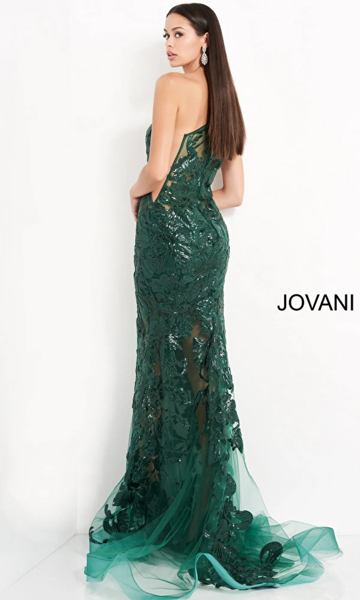 Jovani One-Shoulder Sequin-Print Prom Dress 02895 sold by PromGirl product image thumbnail 2