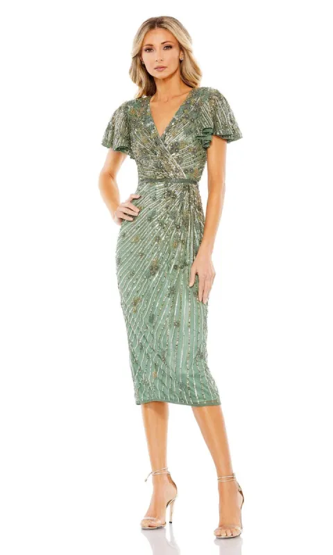 Midi Sage Green Semi-Formal Dress: Mac Duggal 5582 sold by PromGirl