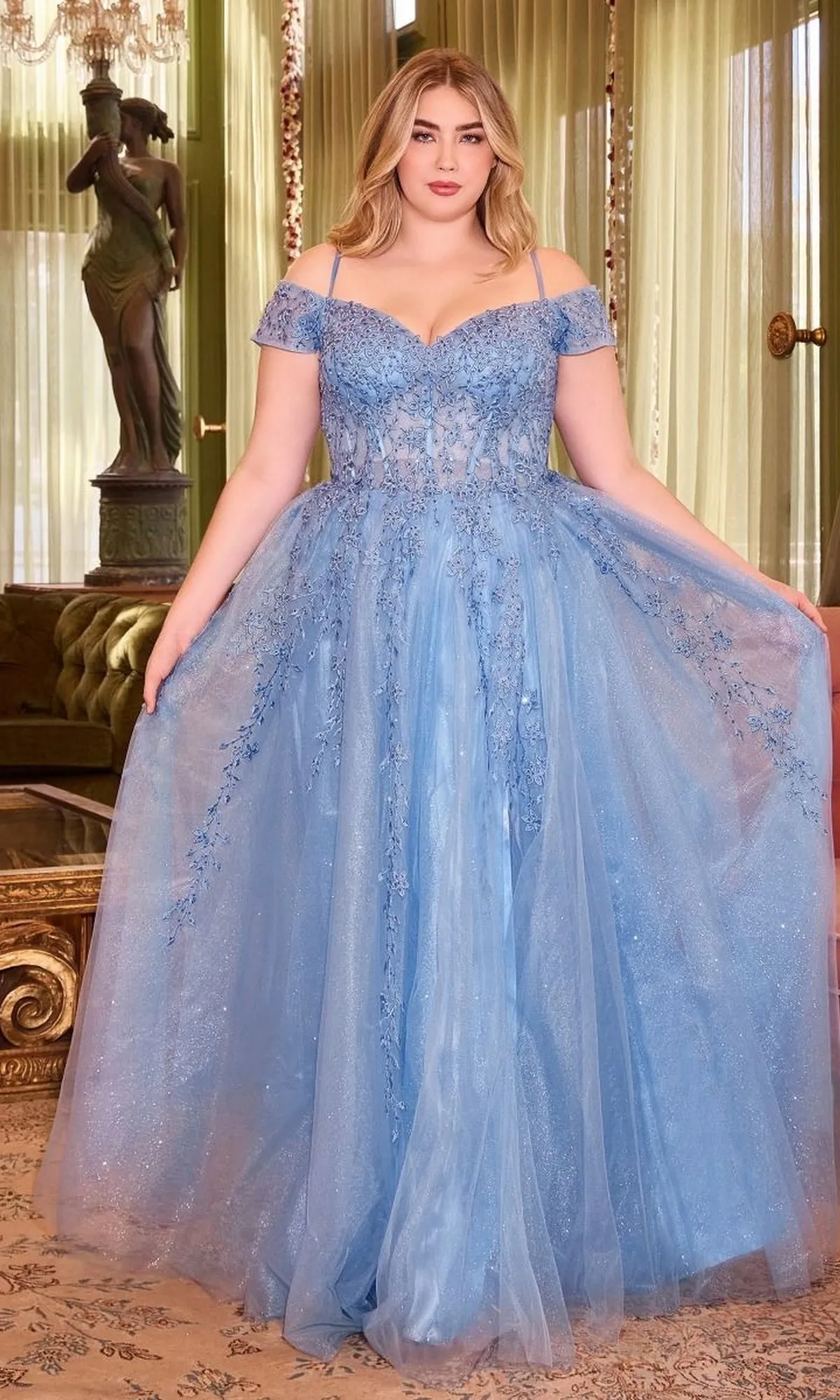 Plus-Size Off-the-Shoulder Long Prom Dress C154C sold by PromGirl product image thumbnail 3