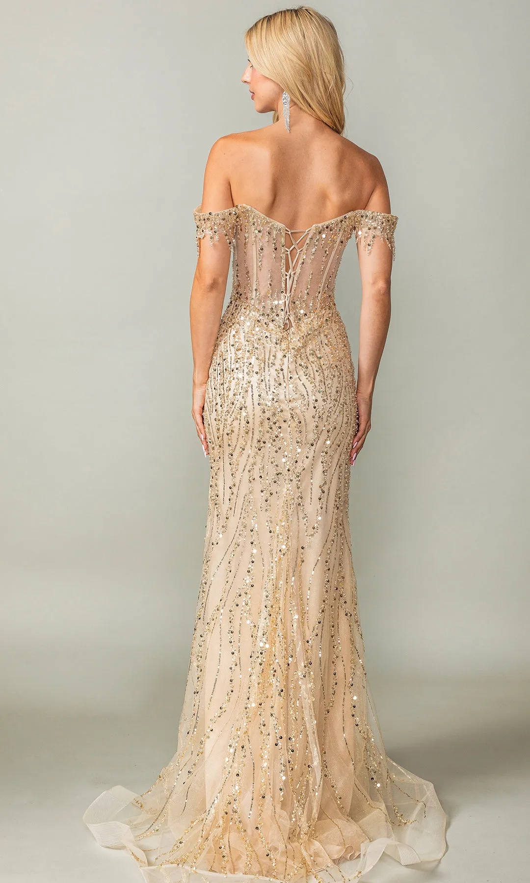 Fringe-Strapped Long Sequin Prom Dress 4385 sold by PromGirl product image thumbnail 2