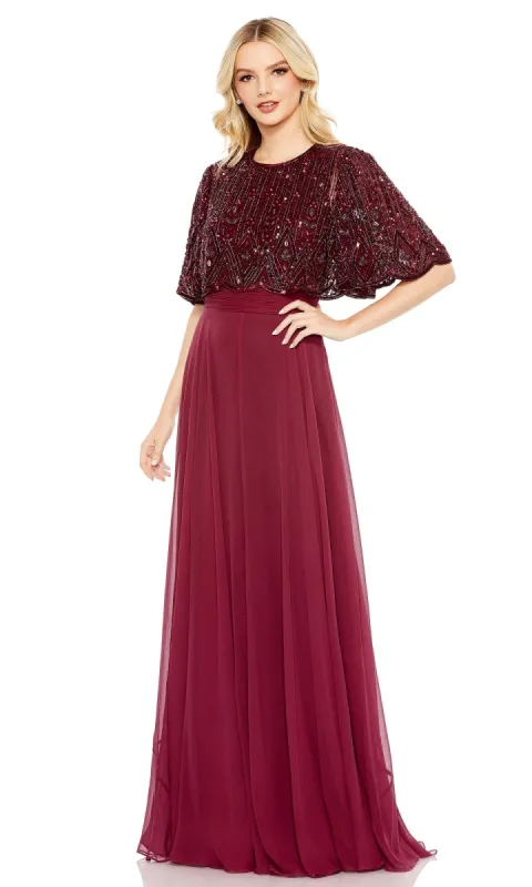 Cape Sleeve Long Formal Dress: Mac Duggal 9181 sold by PromGirl