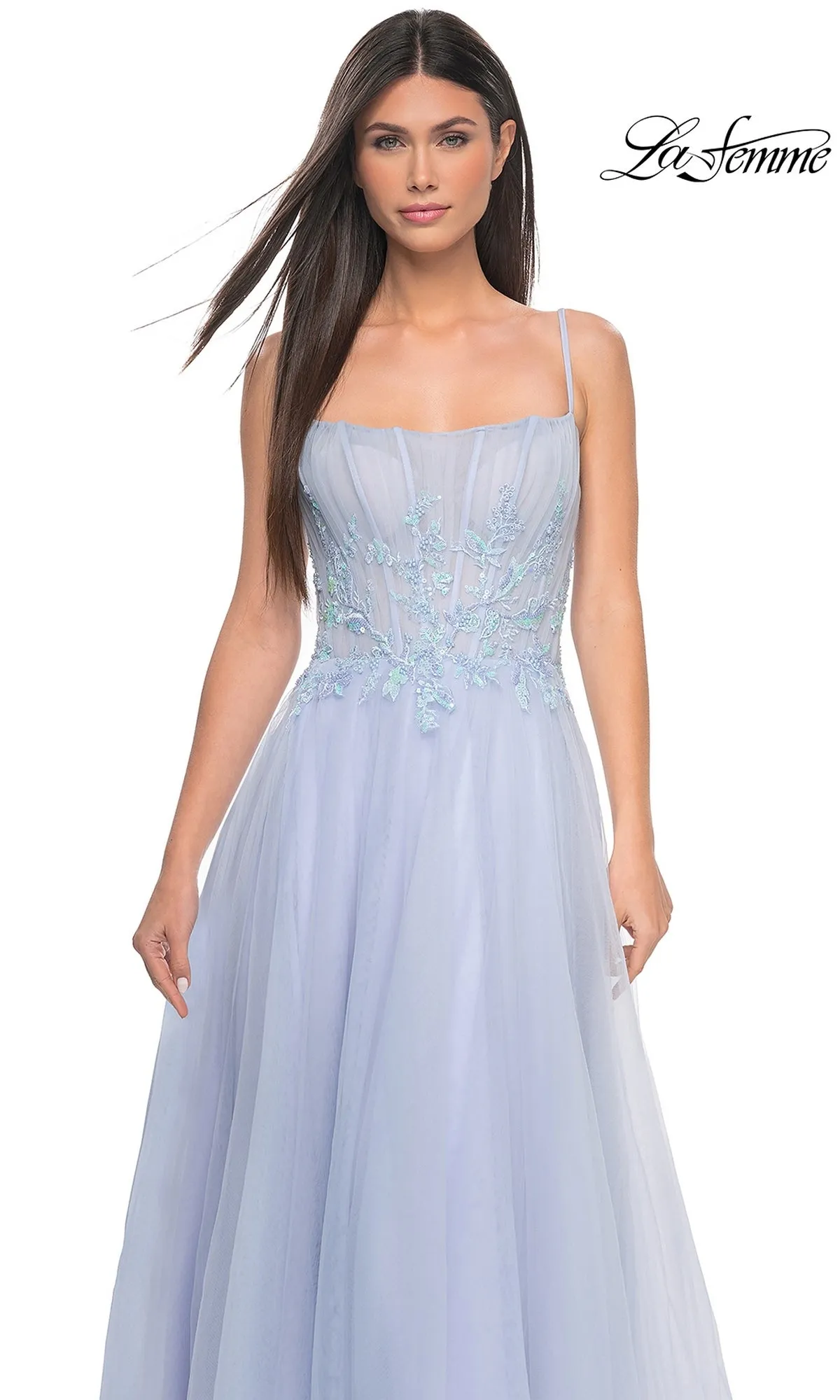 La Femme A-Line Long Periwinkle Prom Dress 32293 sold by PromGirl product image thumbnail 5