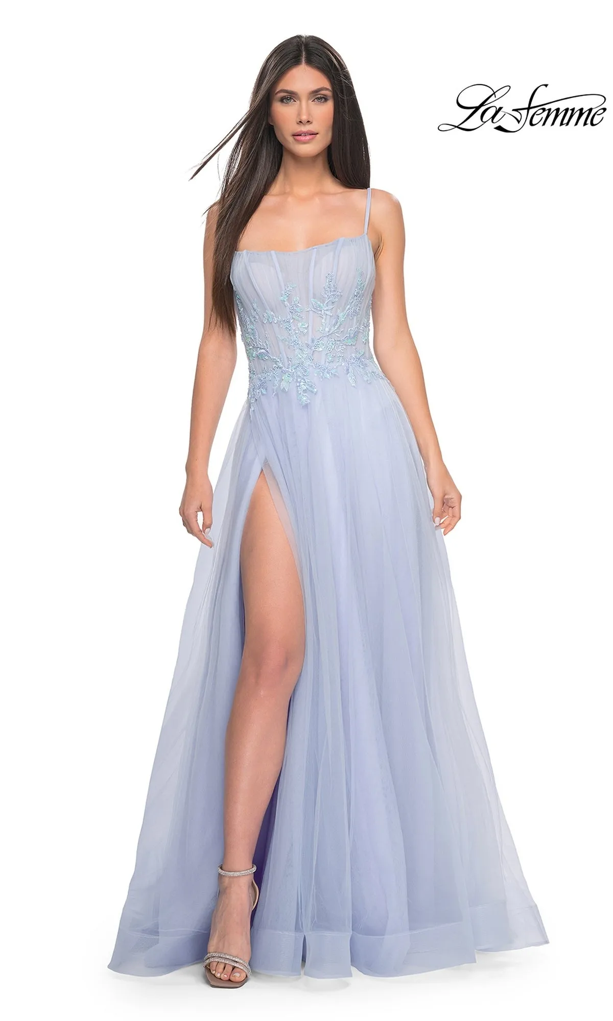 La Femme A-Line Long Periwinkle Prom Dress 32293 sold by PromGirl