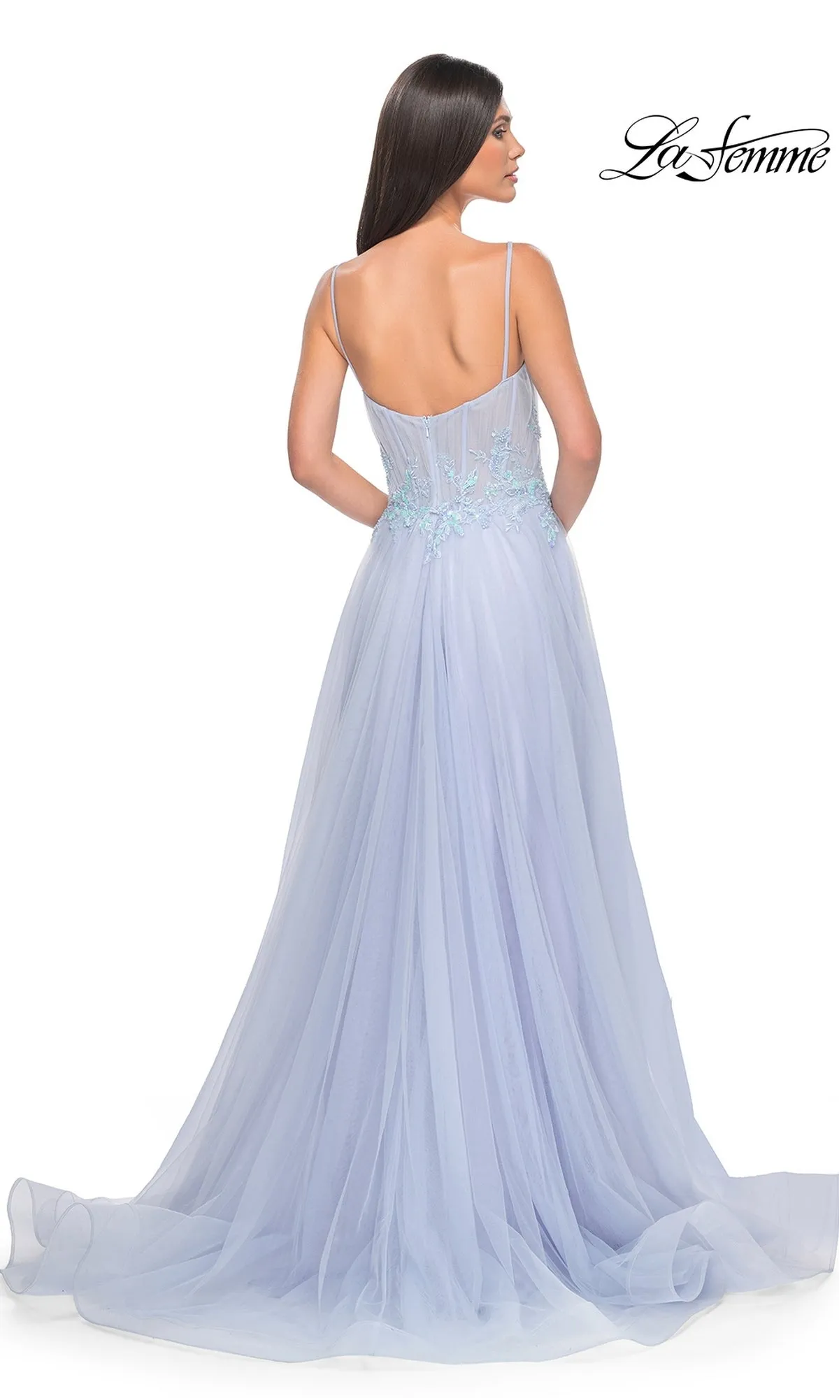 La Femme A-Line Long Periwinkle Prom Dress 32293 sold by PromGirl product image thumbnail 2
