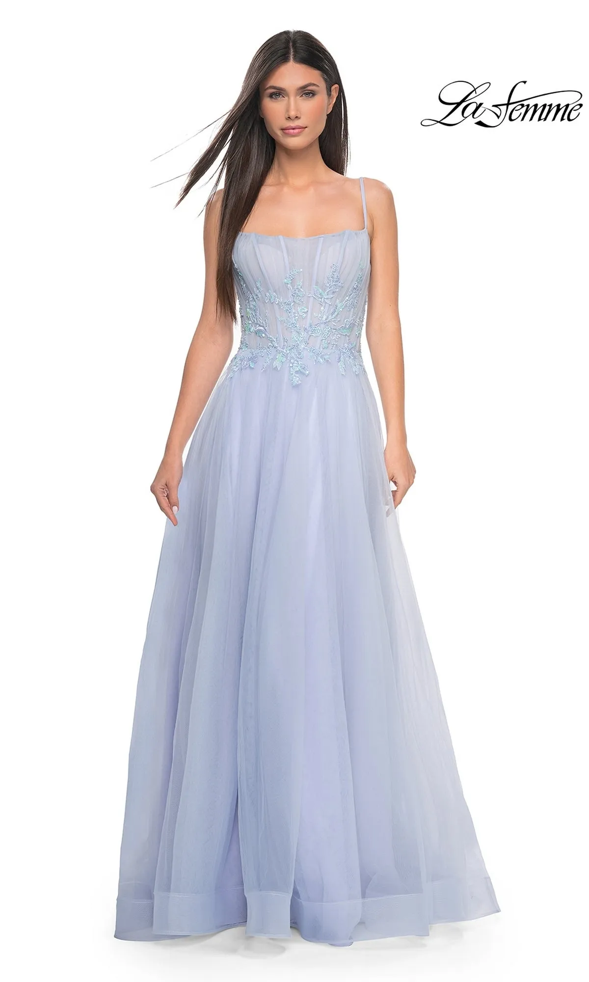 La Femme A-Line Long Periwinkle Prom Dress 32293 sold by PromGirl product image thumbnail 3
