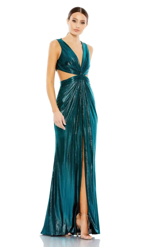 Cut-Out Long Teal Formal Dress: Mac Duggal 26733 sold by PromGirl